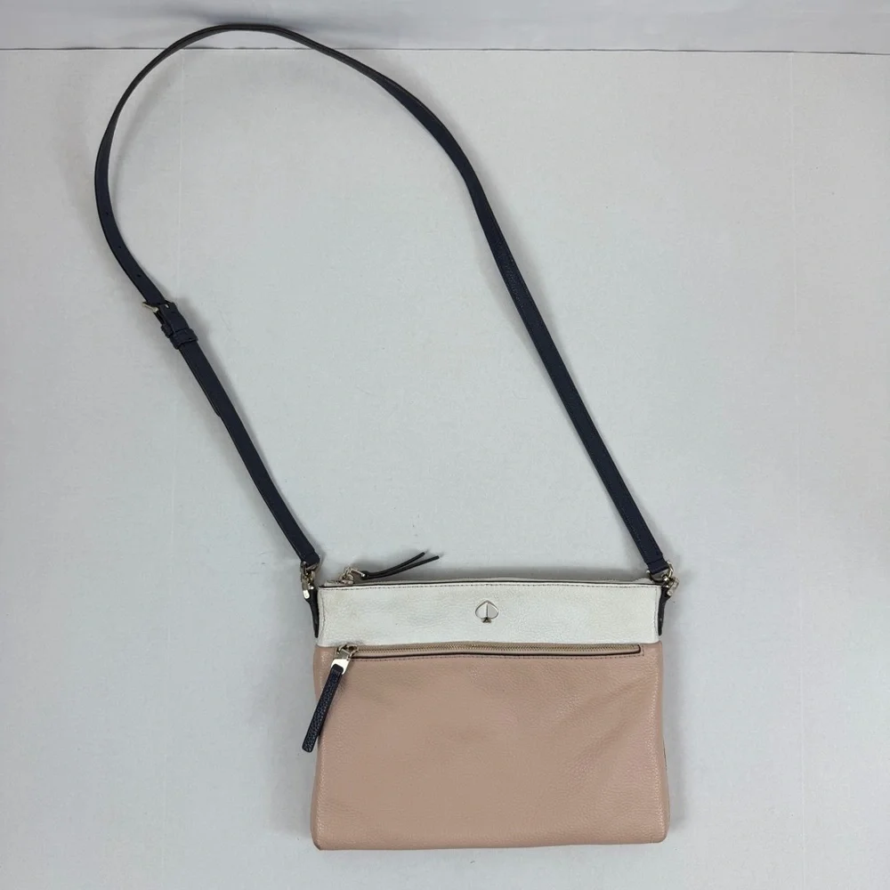 Kate Spade New York Pebbled Leather Colorblock Crossbody‎ Bag Blush Ivory Navy